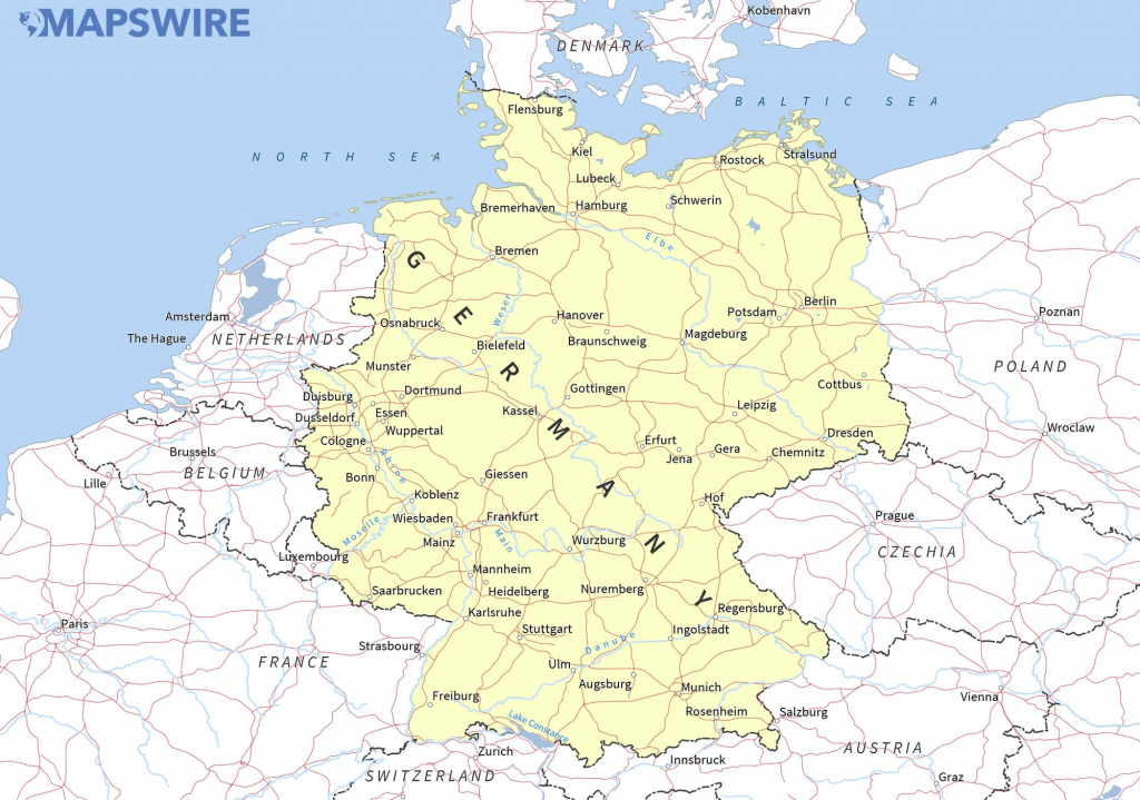 Free Maps Of Germany – Mapswire pertaining to Printable Map Of Germany