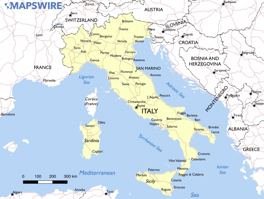 Free Maps Of Italy – Mapswire pertaining to Printable Map Of Italy With Cities