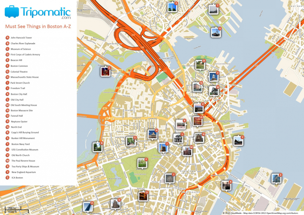 Free Printable Map Of Boston, Ma Attractions. | Free Tourist Maps within Boston Tourist Map Printable