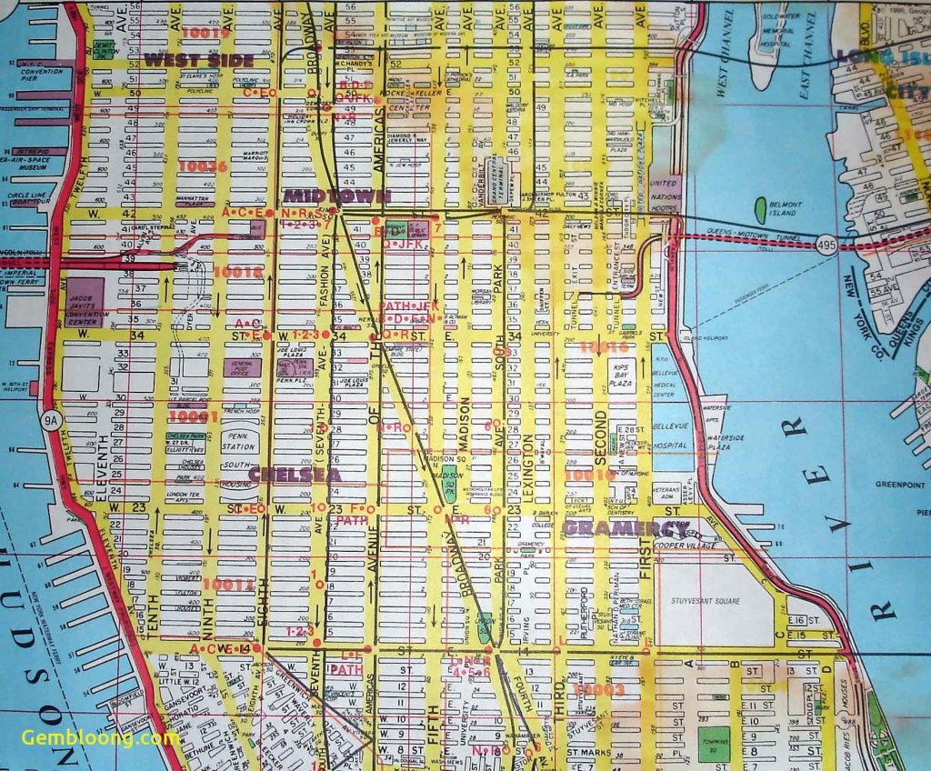 Free Printable Street Map Manhattan