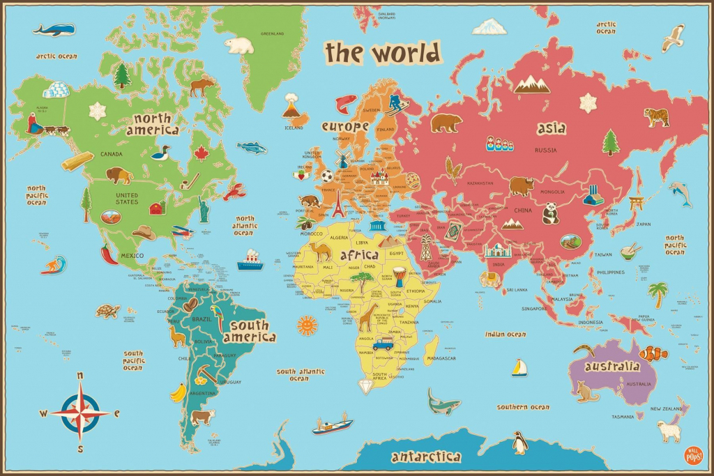 Free Printable World Map For Kids Maps And | Gary&amp;#039;s Scattered Mind regarding Printable World Map With Countries For Kids