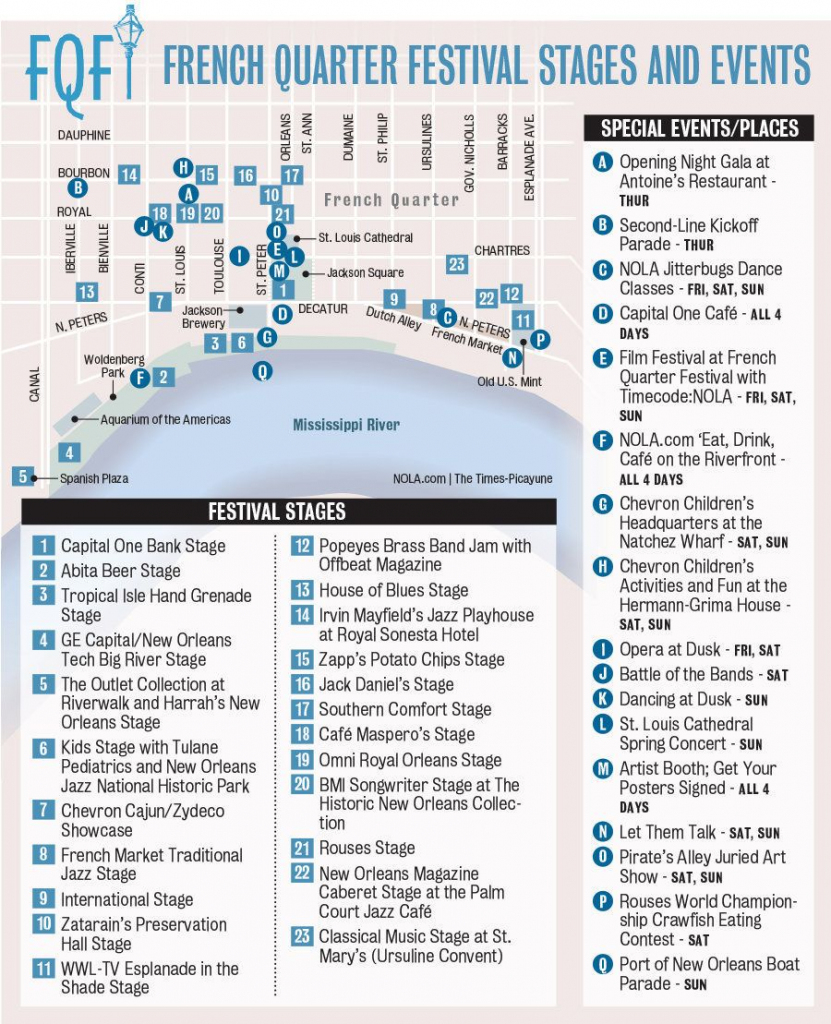 French Quarter Festival Map - Google Search | New Orleans | French inside Printable French Quarter Map