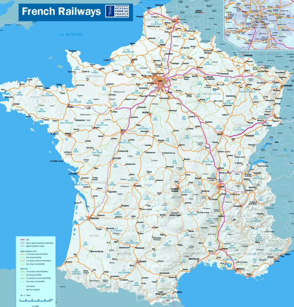 French Railway Network Map - About-France Travel intended for Printable Map Of France With Cities And Towns