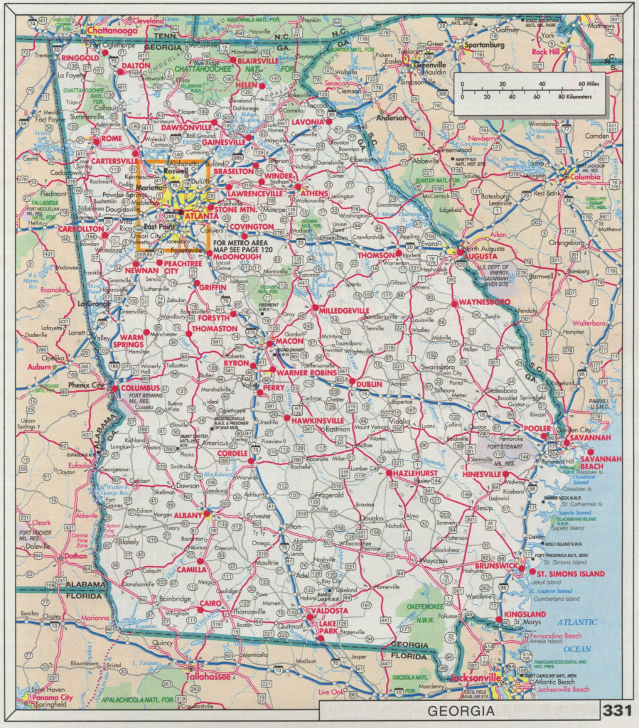 Ga Road Maps And Travel Information | Download Free Ga Road Maps regarding Georgia Road Map Printable