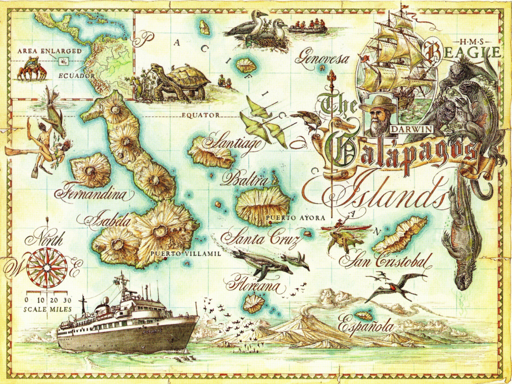 Galapagos Islands Map - Galapagos Islands • Mappery | Baby/bridal for Printable Map Of Galapagos Islands