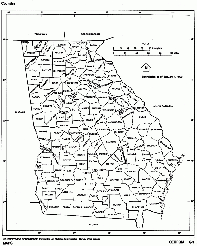 Georgia Free Map in Printable Map Of Georgia