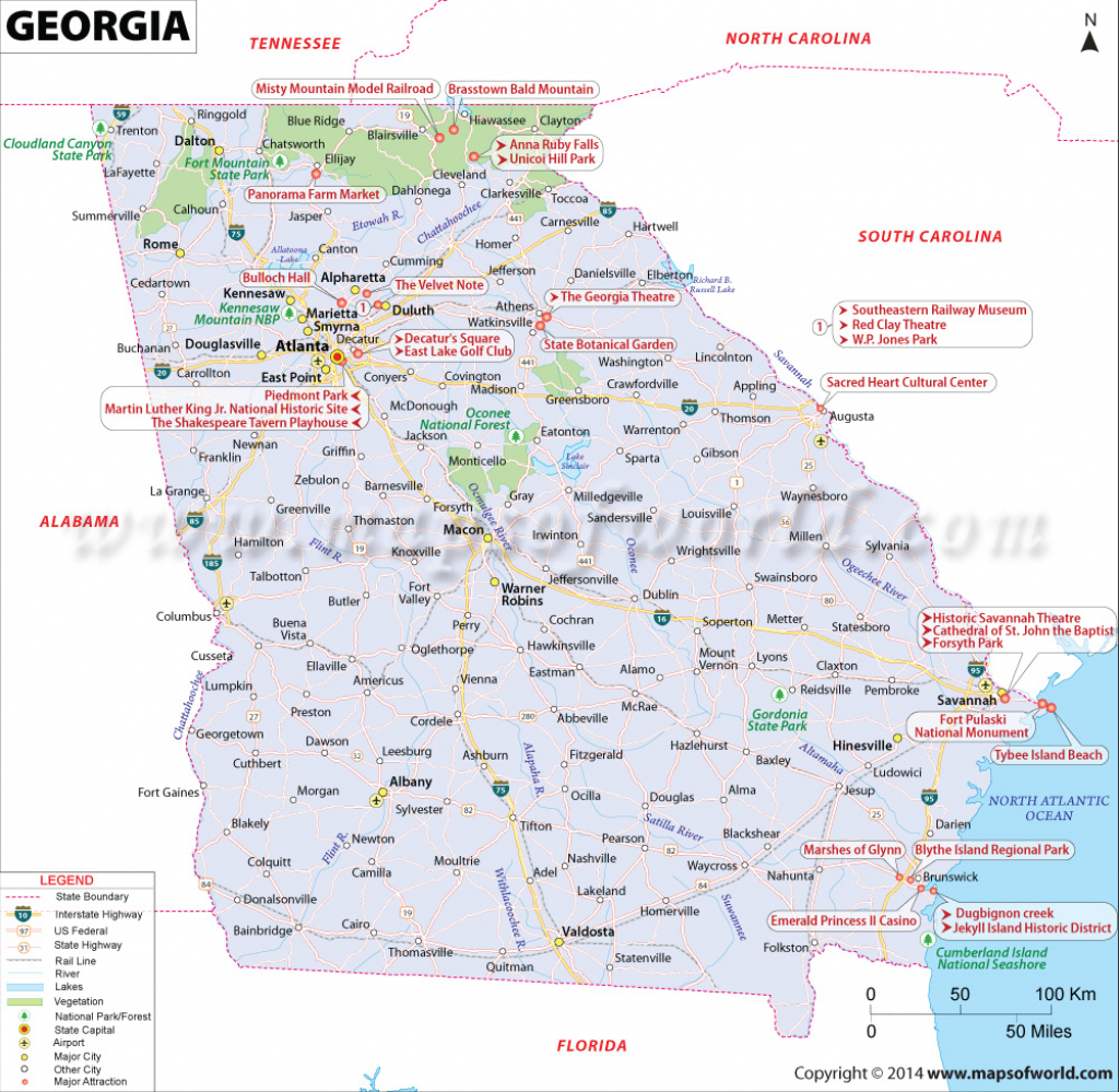 Georgia Map, Map Of Georgia (U.s. State) intended for Georgia State Map Printable