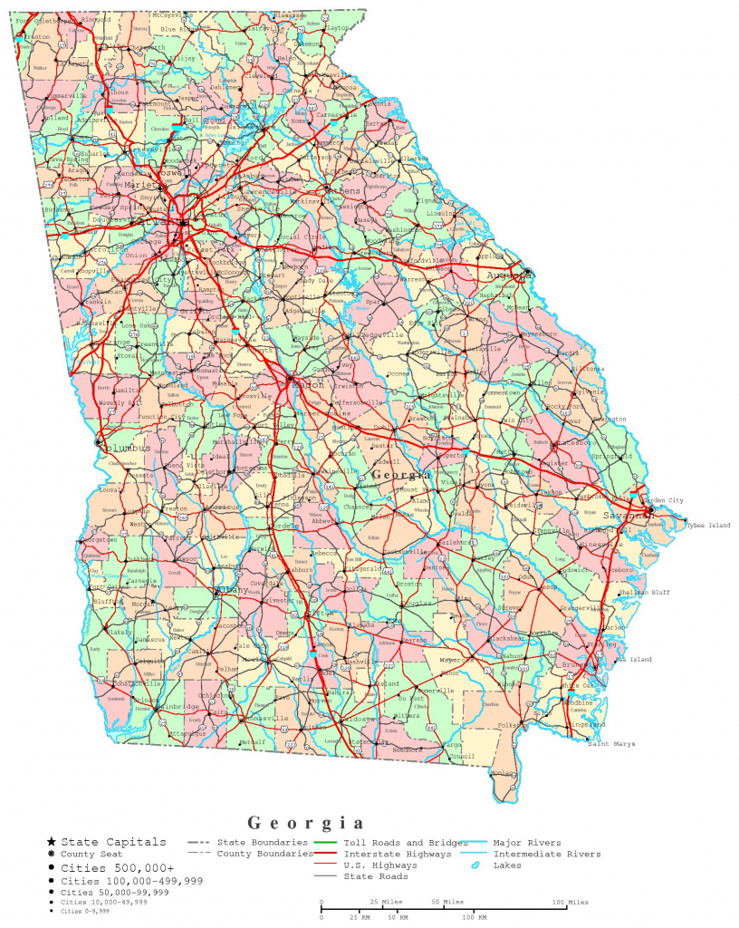 Georgia Printable Map intended for Georgia State Map Printable