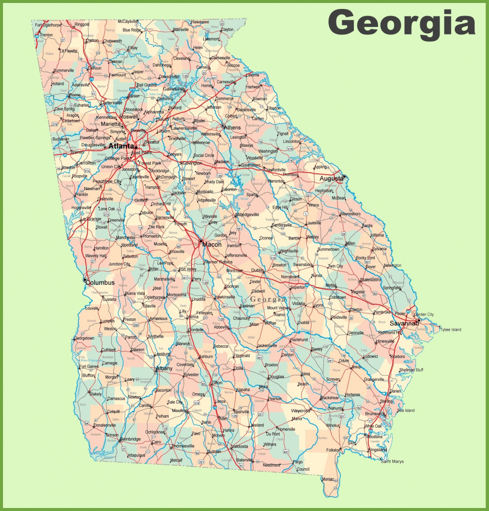 Georgia Road Map With Cities And Towns | Ga Map In 2019 | Highway inside Georgia State Map Printable