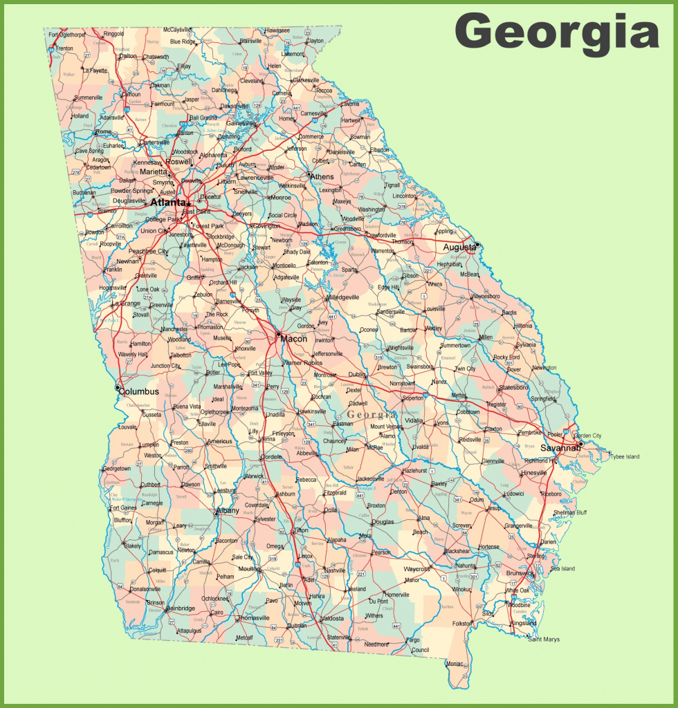 Georgia Road Map With Cities And Towns inside Georgia Road Map Printable