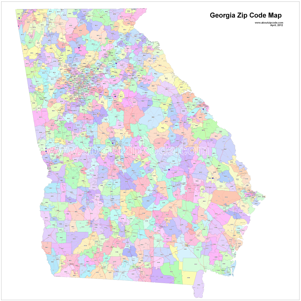 Georgia Zip Code Maps - Free Georgia Zip Code Maps pertaining to Atlanta Zip Code Map Printable