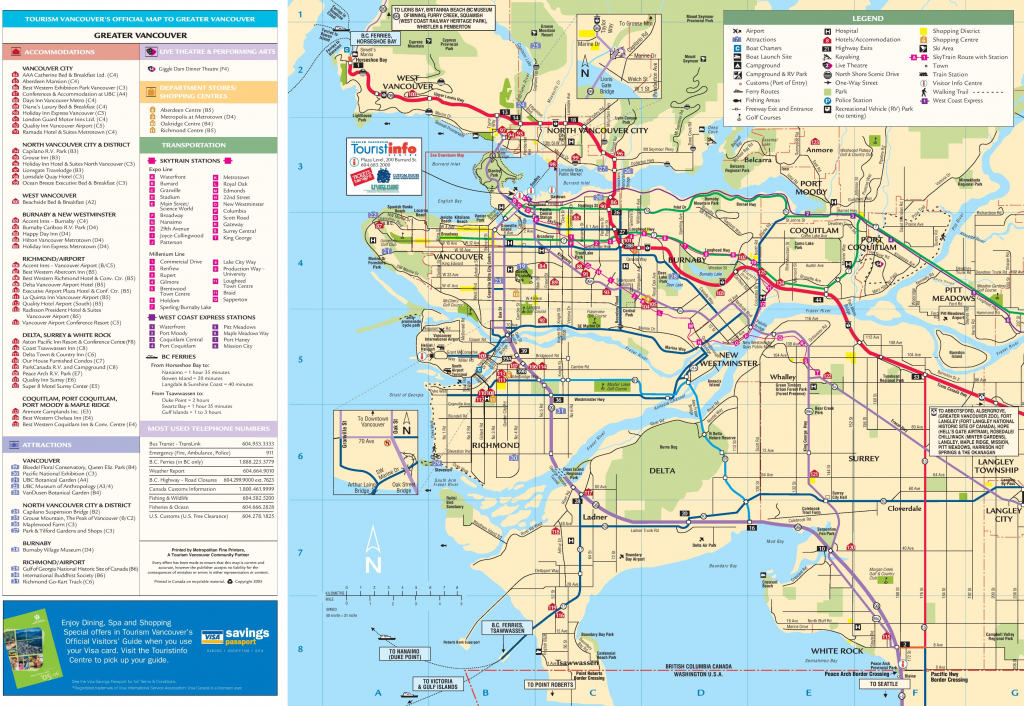 Greater Vancouver Tourist Map intended for Printable Map Of Vancouver