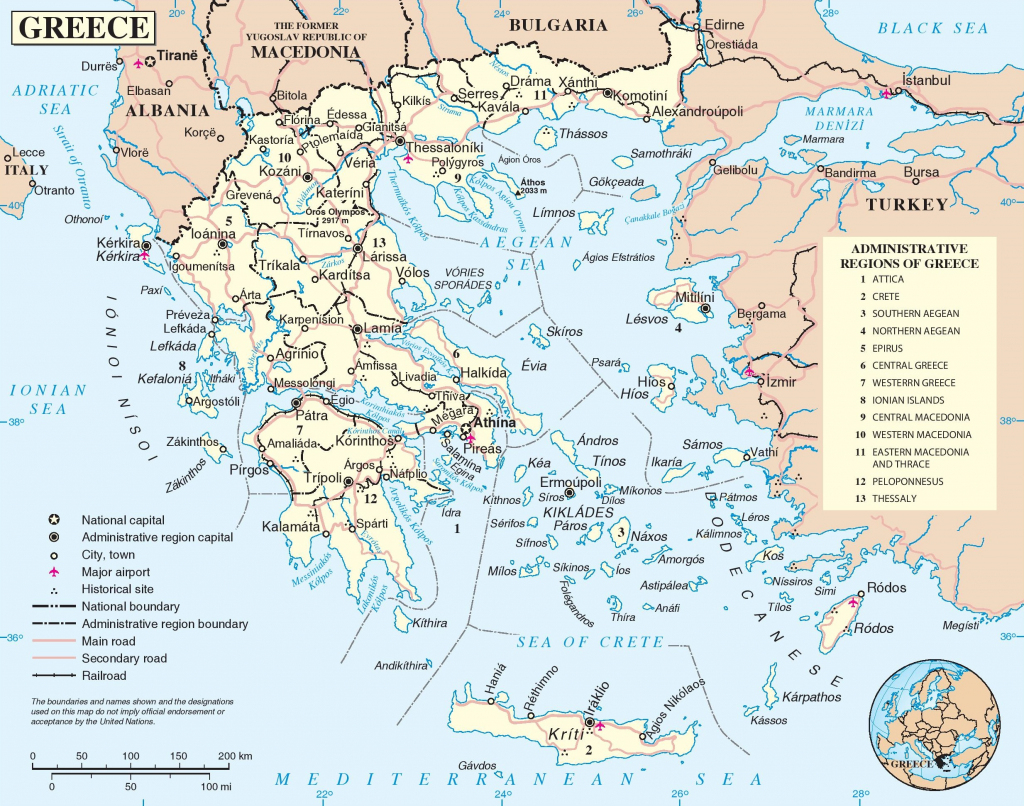 Greece Road Map for Printable Map Of Greece