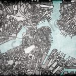Grey Abstract Map Print –Abstract City Print Of Boston City. Wall Art Inside Boston City Map Printable