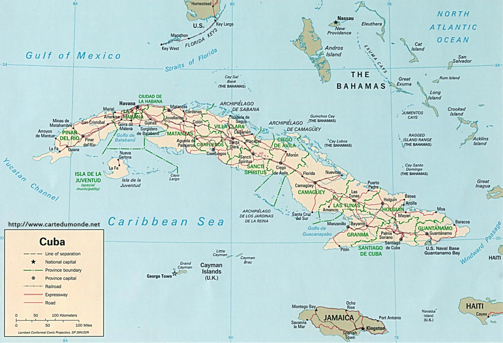 Groot Kaart Cuba Op De Wereld Kaart in Printable Map Of Cuba