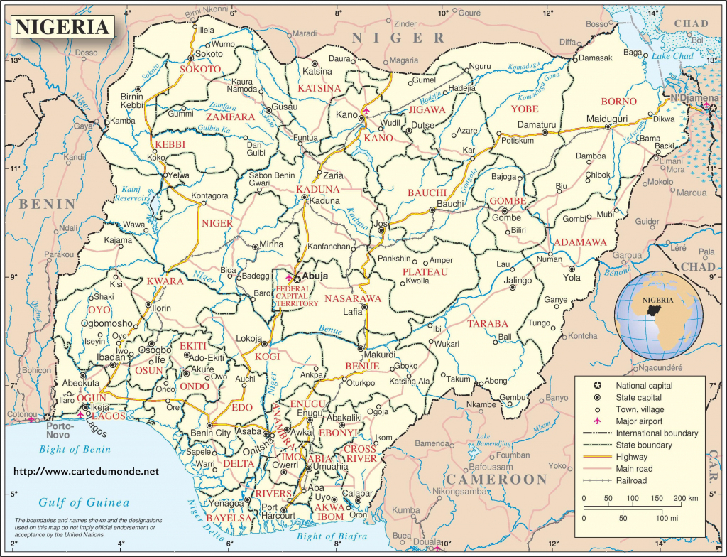 Groot Kaart Nigeria Op De Wereld Kaart pertaining to Printable Map Of Nigeria