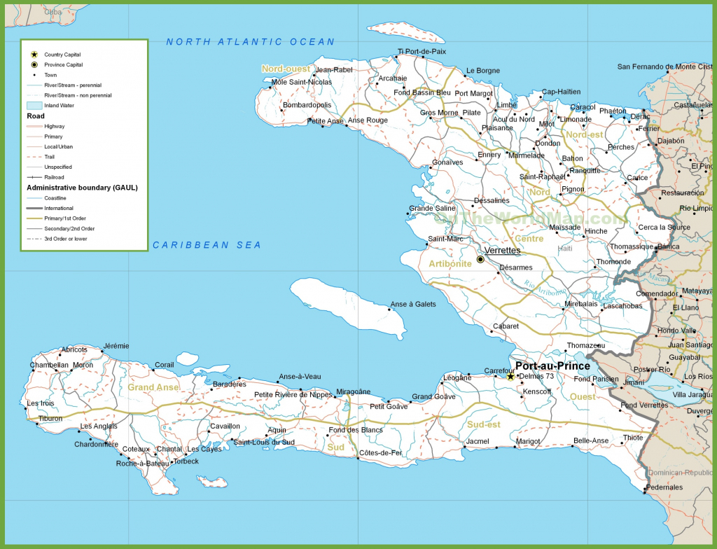 Haiti Road Map within Printable Map Of Haiti