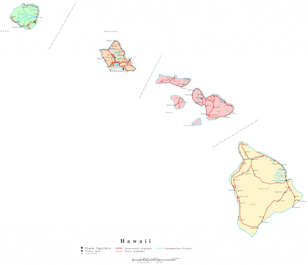 Hawaii Printable Map throughout Printable Map Of Kauai Hawaii