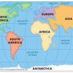 Highlighted In Orange Printable World Map Image For Geography Within Printable Map Of Oceans And Continents