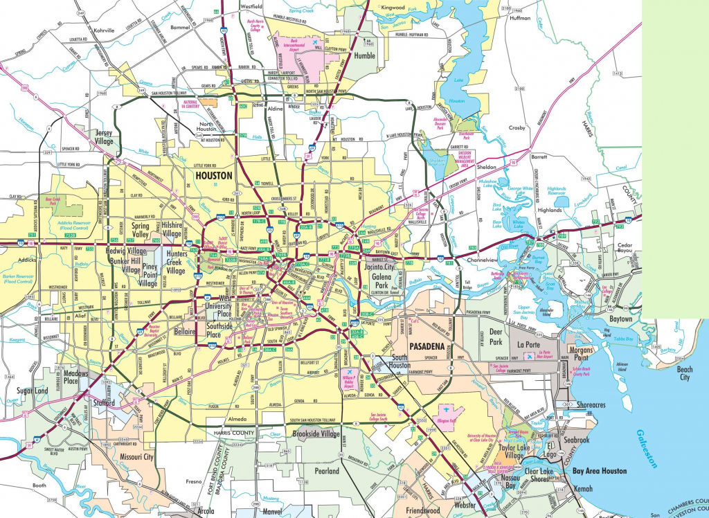 Houston Area Road Map with Printable Map Of Houston
