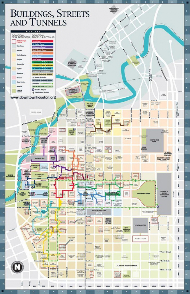 Houston Tunnel Map - Downtown Houston Tunnel Map (Texas - Usa) with Downtown Houston Map Printable