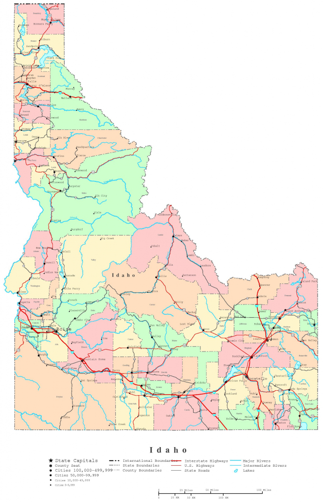 Idaho Printable Map pertaining to Printable Map Of Idaho