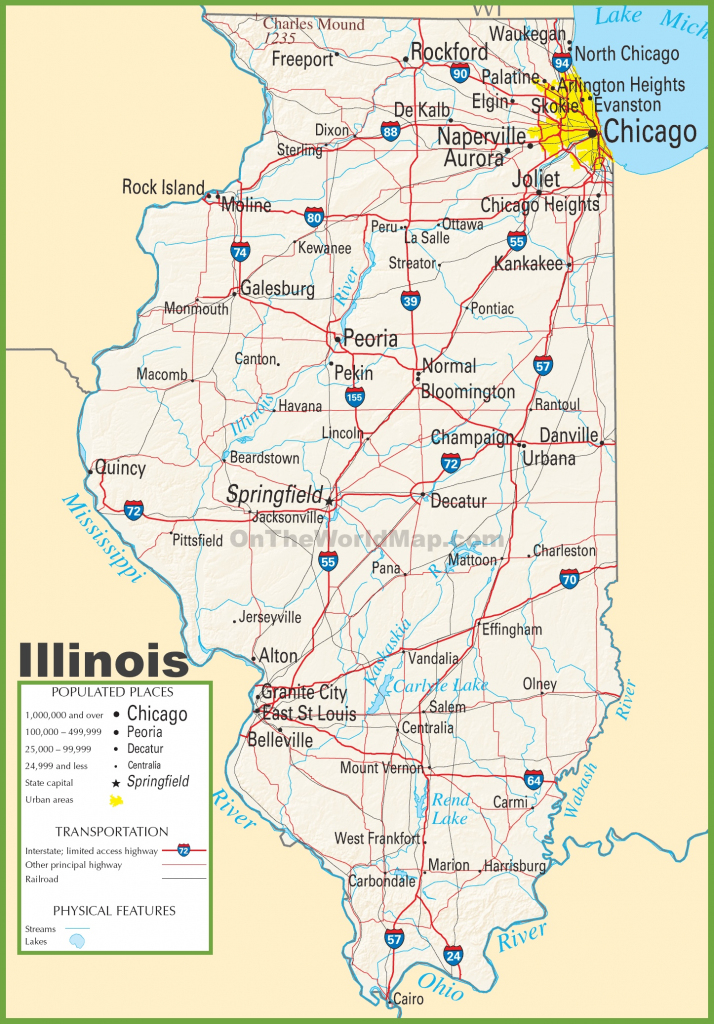 Illinois Highway Map for Printable Map Of Illinois