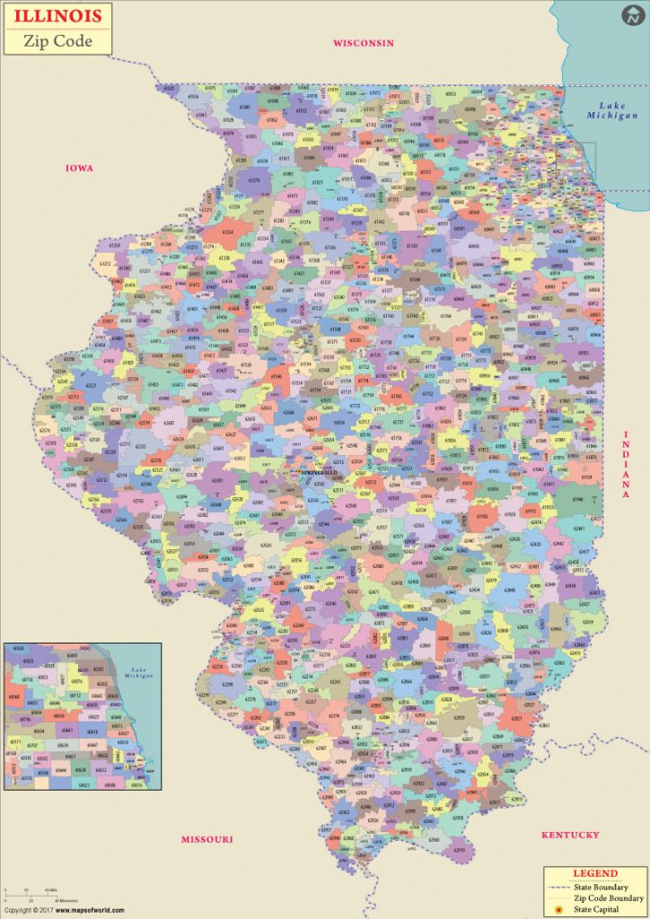 Illinois Zip Code Map, Illinois Postal Code in Chicago Zip Code Map Printable | Printable Maps
