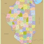 Illinois Zip Code Map With Counties (48″ W X 64″ H) | #worldmapstore In Illinois County Map With Cities Printable