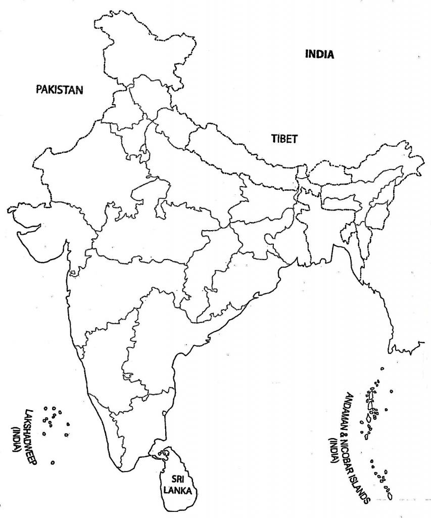 India Map Outline A4 Size | Map Of India With States | India Map in Printable Outline Map Of India