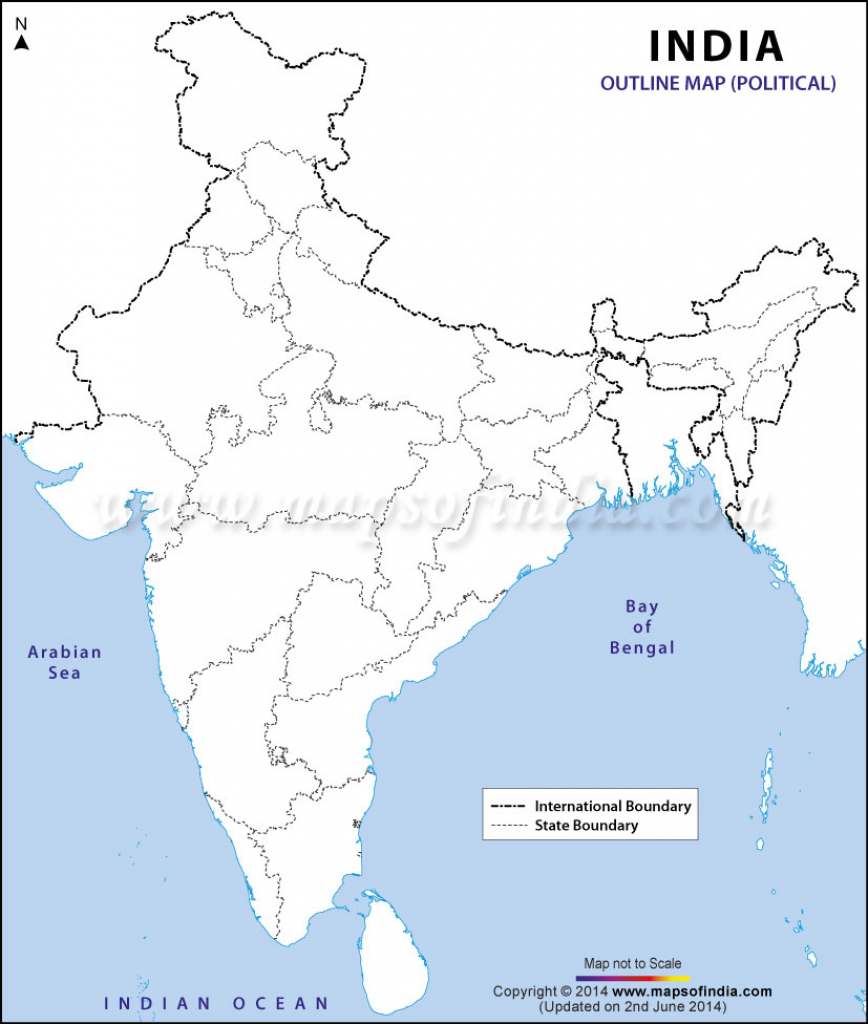 India Political Map In A4 Size for Printable Map Of India