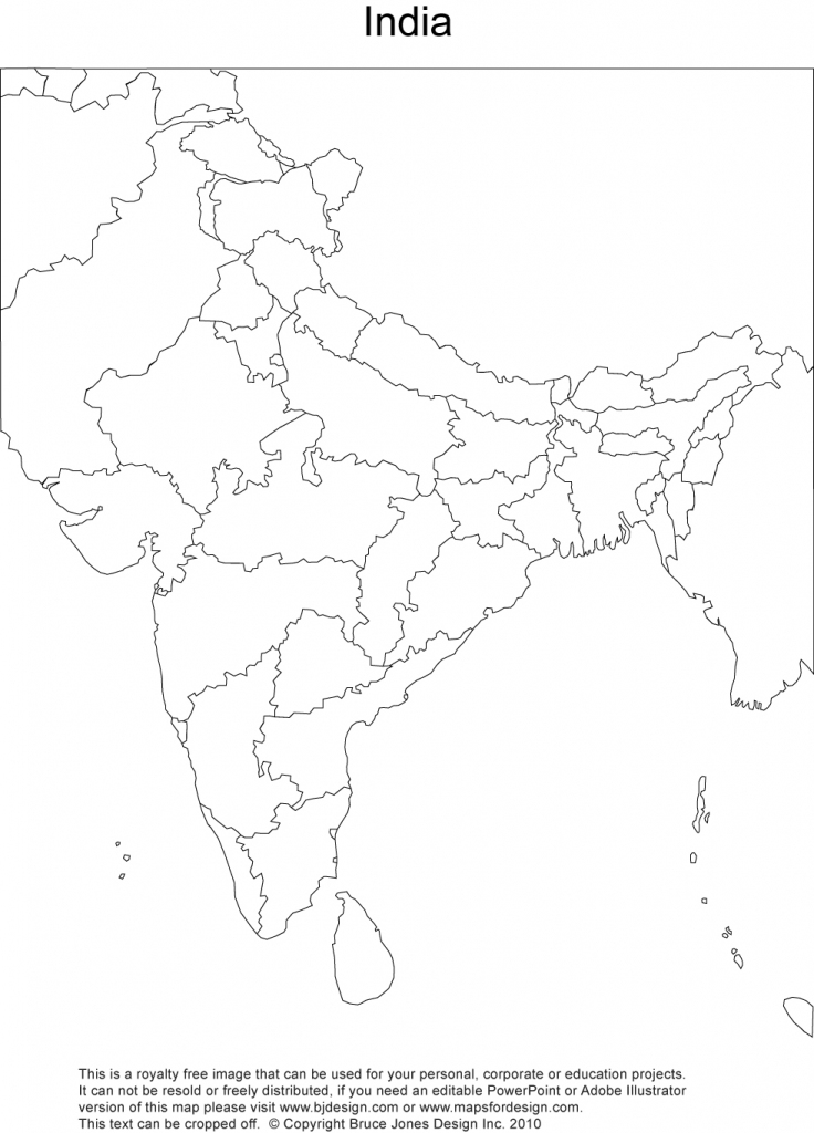 India Printable, Blank Maps, Outline Maps • Royalty Free inside India Outline Map A4 Size Printable