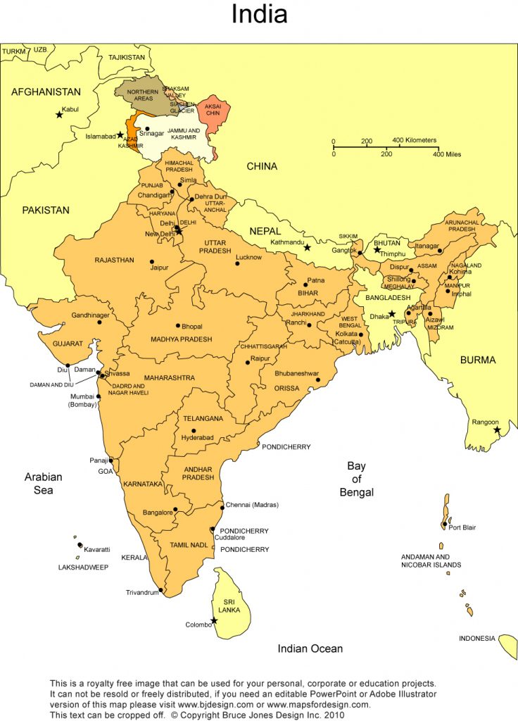 India Printable, Blank Maps, Outline Maps • Royalty Free regarding Printable Map Of India