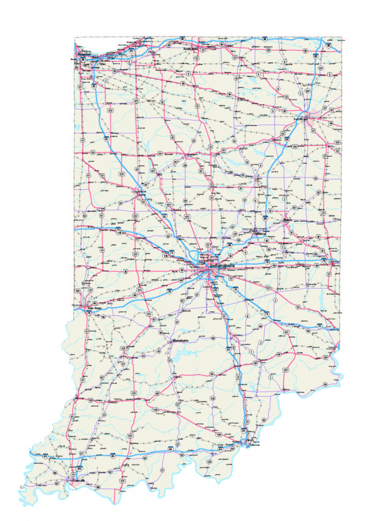 Indiana Maps - Indiana Map - Indiana Road Map - Indiana State Map inside Indiana State Map Printable