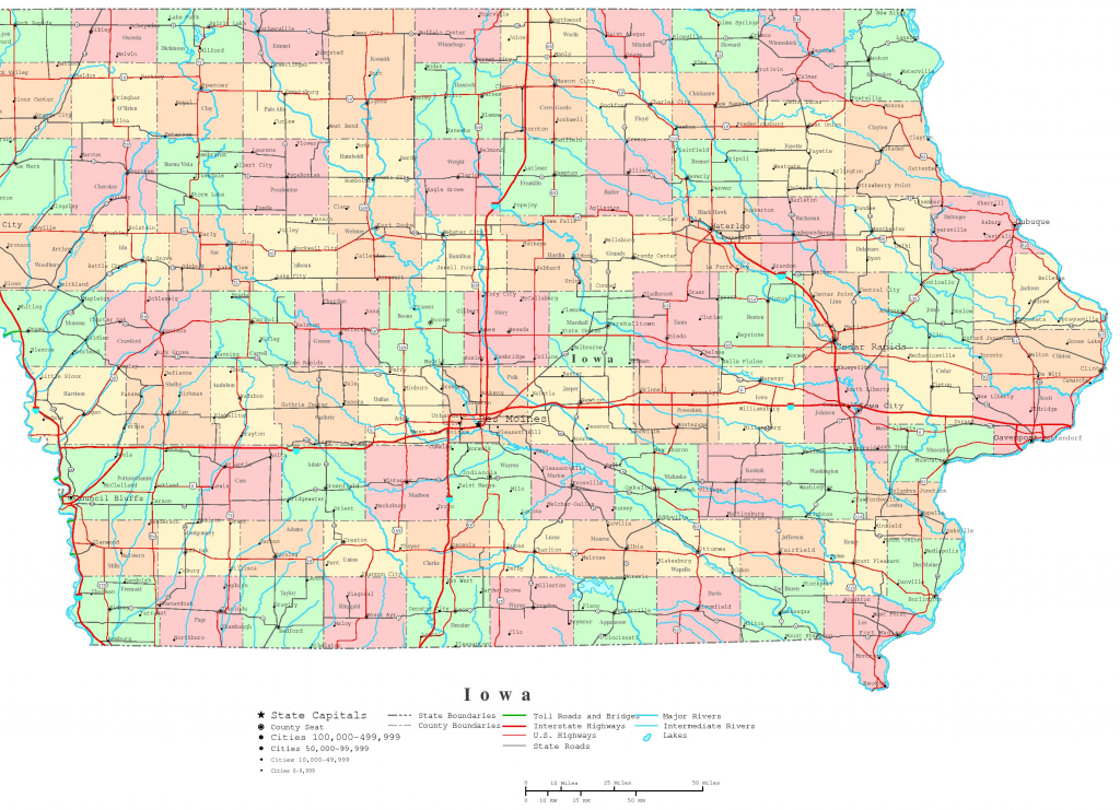 Iowa Printable Map for Printable Map Of Iowa
