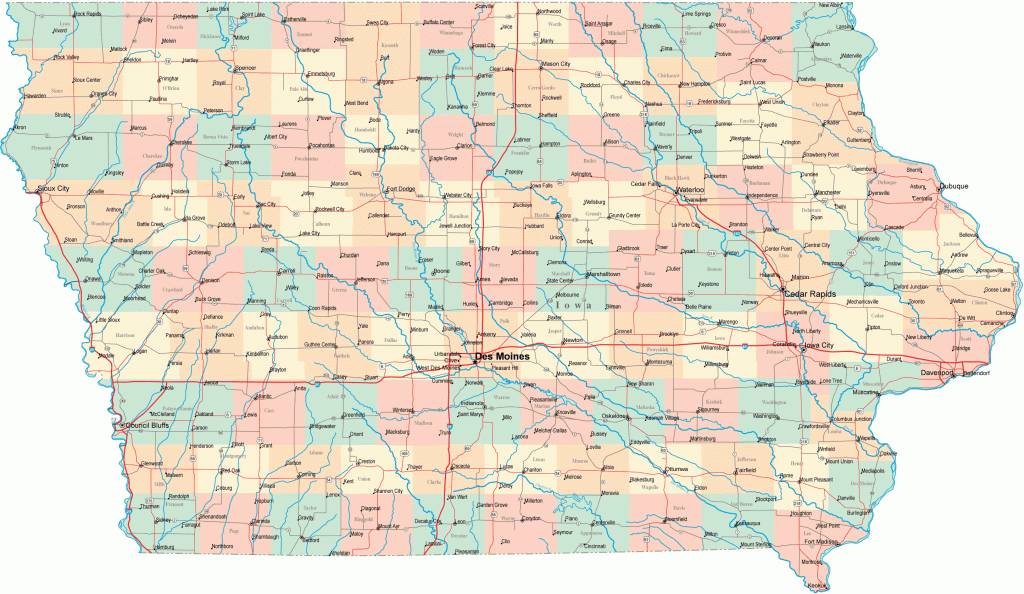 Iowa Road Map - Ia Road Map - Iowa Highway Map pertaining to Printable Iowa Road Map