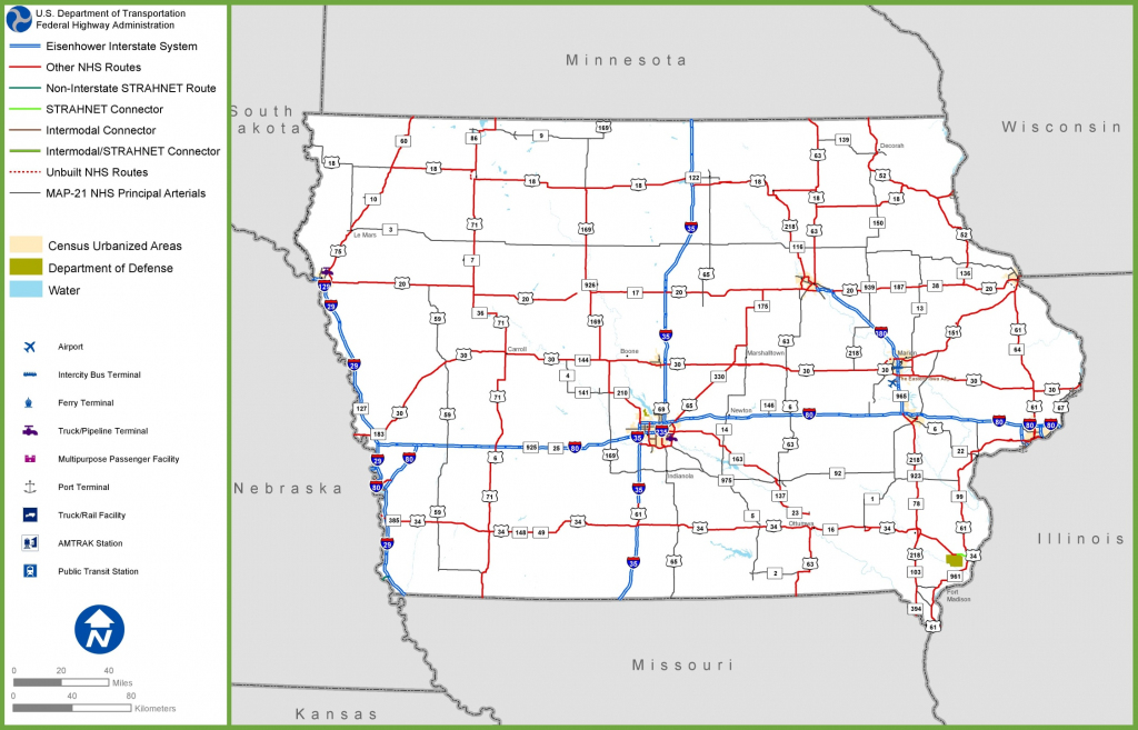 Iowa Road Map inside Printable Iowa Road Map