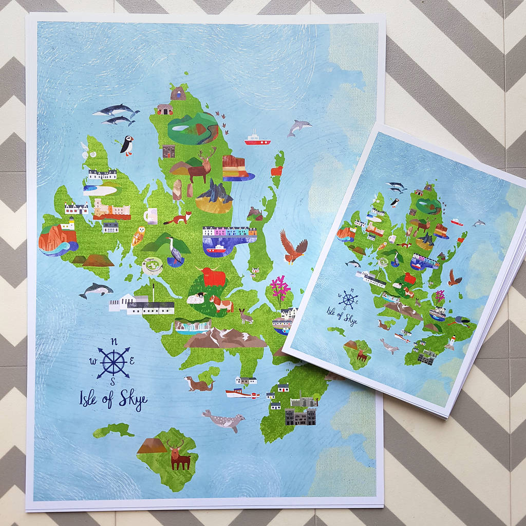 Isle Of Skye Illustrated Mapkate Mclelland Shop regarding Printable Map Skye
