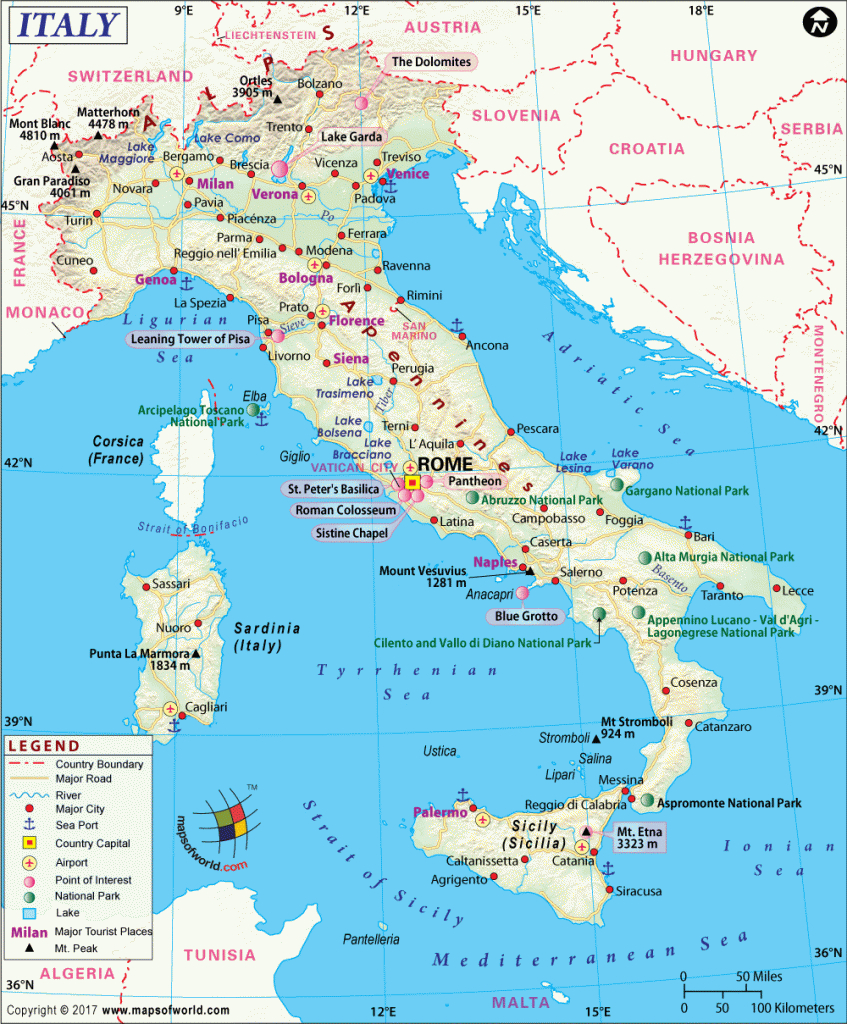 Italy Map, Map Of Italy, History And Intreseting Facts Of Italy inside Printable Map Of Italy With Cities And Towns