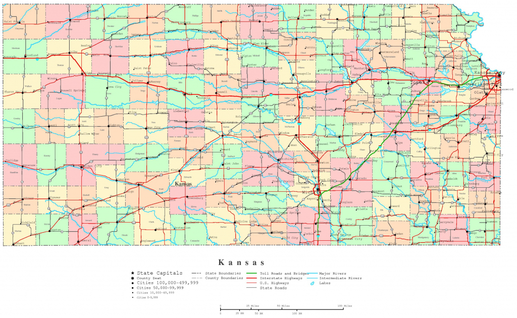 Kansas Printable Map throughout Printable Kansas Map With Cities
