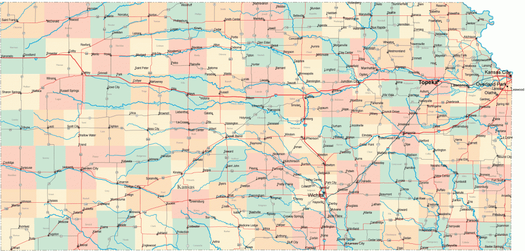 Kansas Road Map - Ks Road Map - Kansas Highway Map pertaining to Printable Street Map Of Wichita Ks