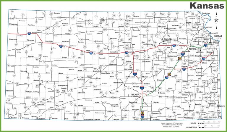 Kansas Road Map throughout Printable Kansas Map With Cities | Printable ...