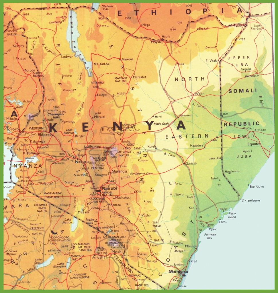 Kenya Road Map regarding Printable Map Of Kenya