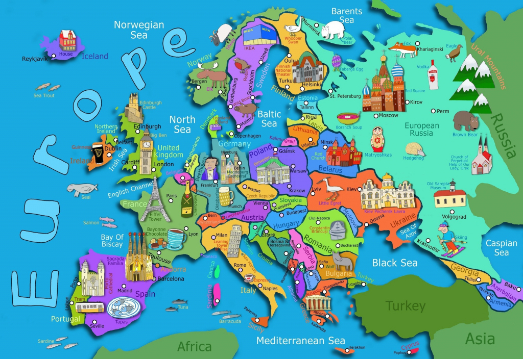 Kids Map Of Europe Maps Com In For Printable Asia 7 - World Wide Maps for Map Of Europe For Kids Printable
