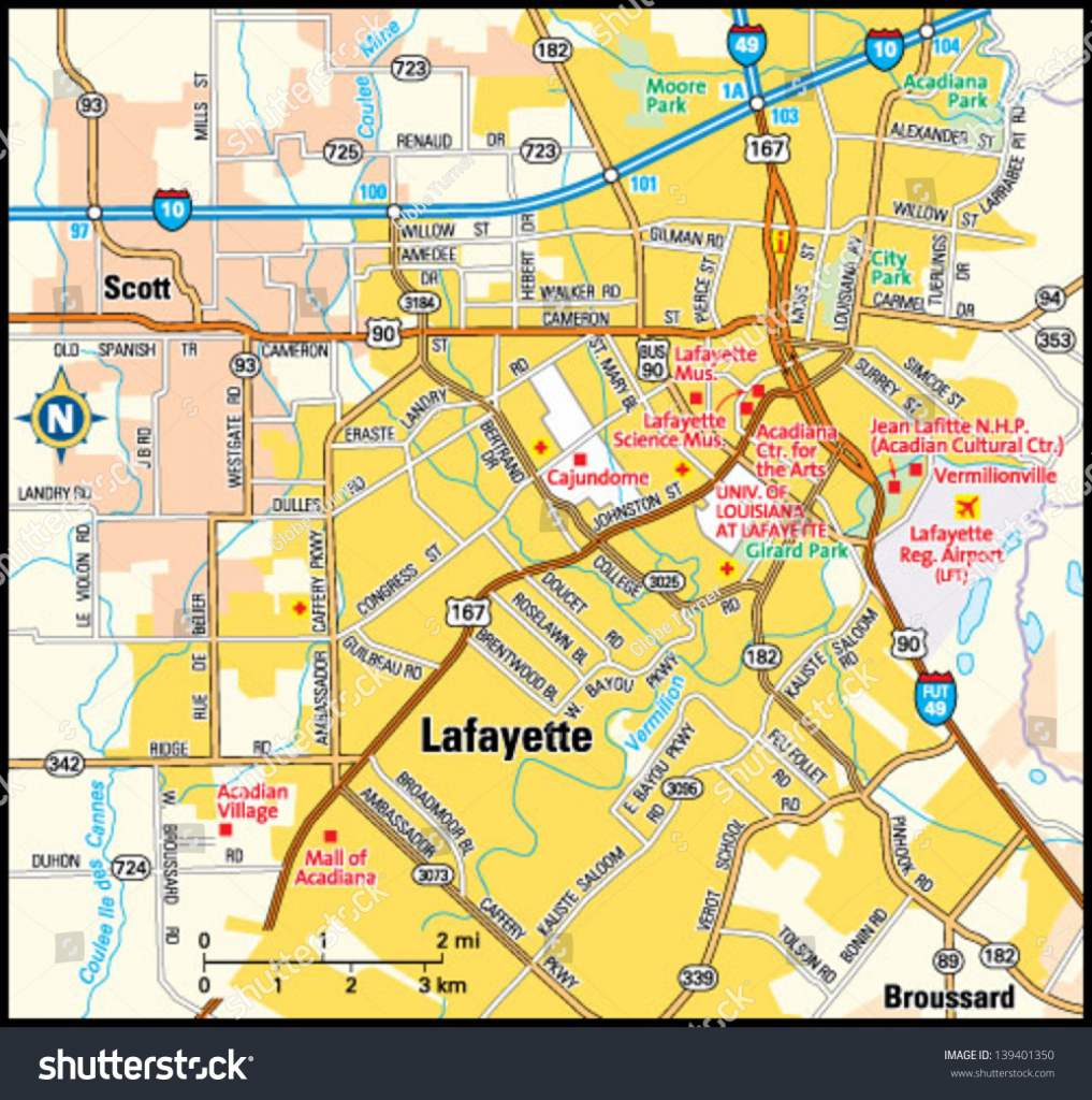 Lafayette Louisiana Area Map Stock Vector (Royalty Free) 139401350 for Printable Map Of Lafayette La