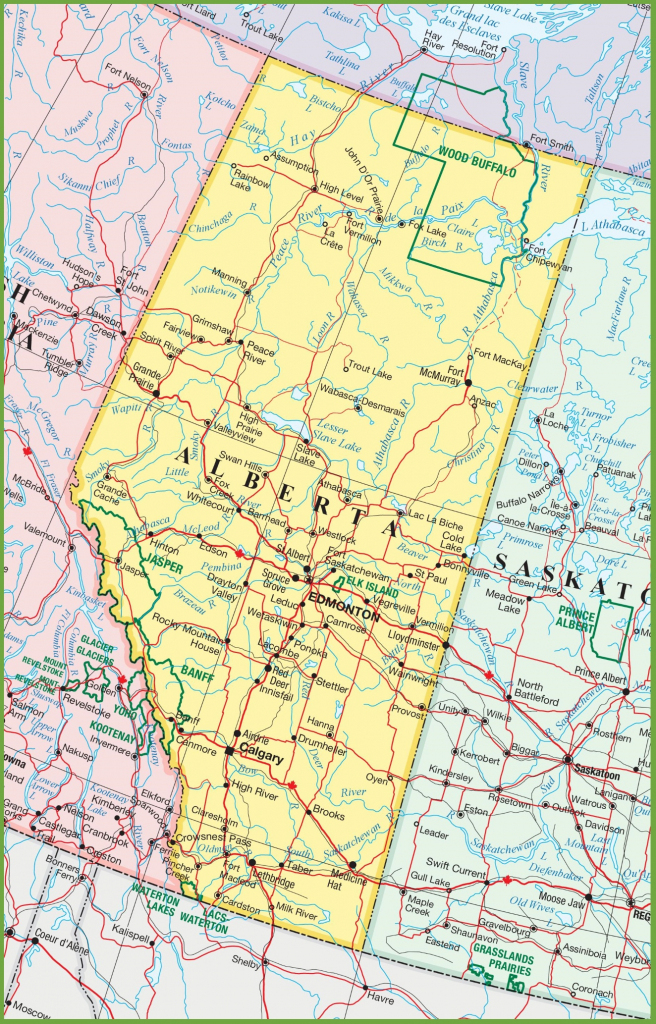 Large Detailed Map Of Alberta With Cities And Towns for Printable Alberta Road Map