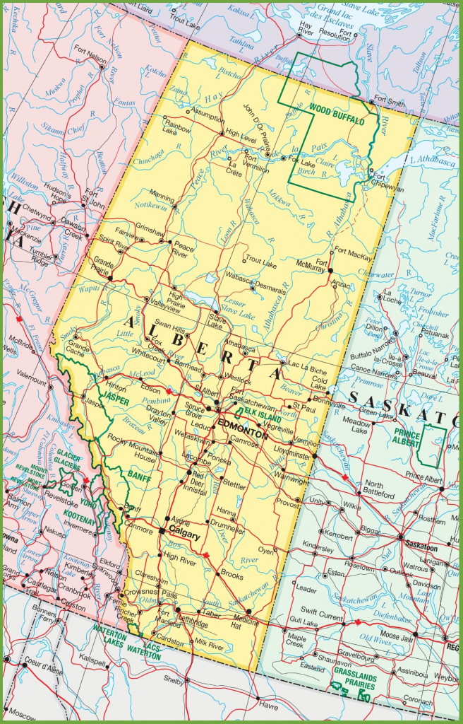 Large Detailed Map Of Alberta With Cities And Towns For Printable Alberta Road Map 