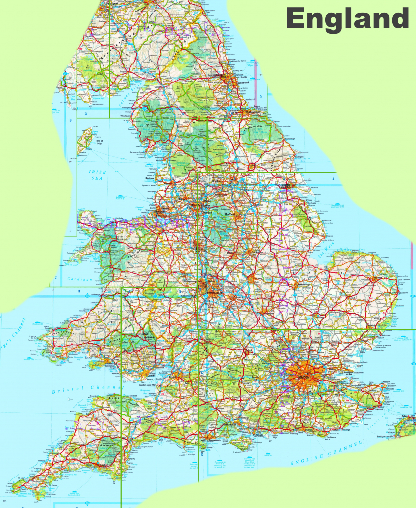 Large Detailed Map Of England throughout Printable Map Of England With Towns And Cities