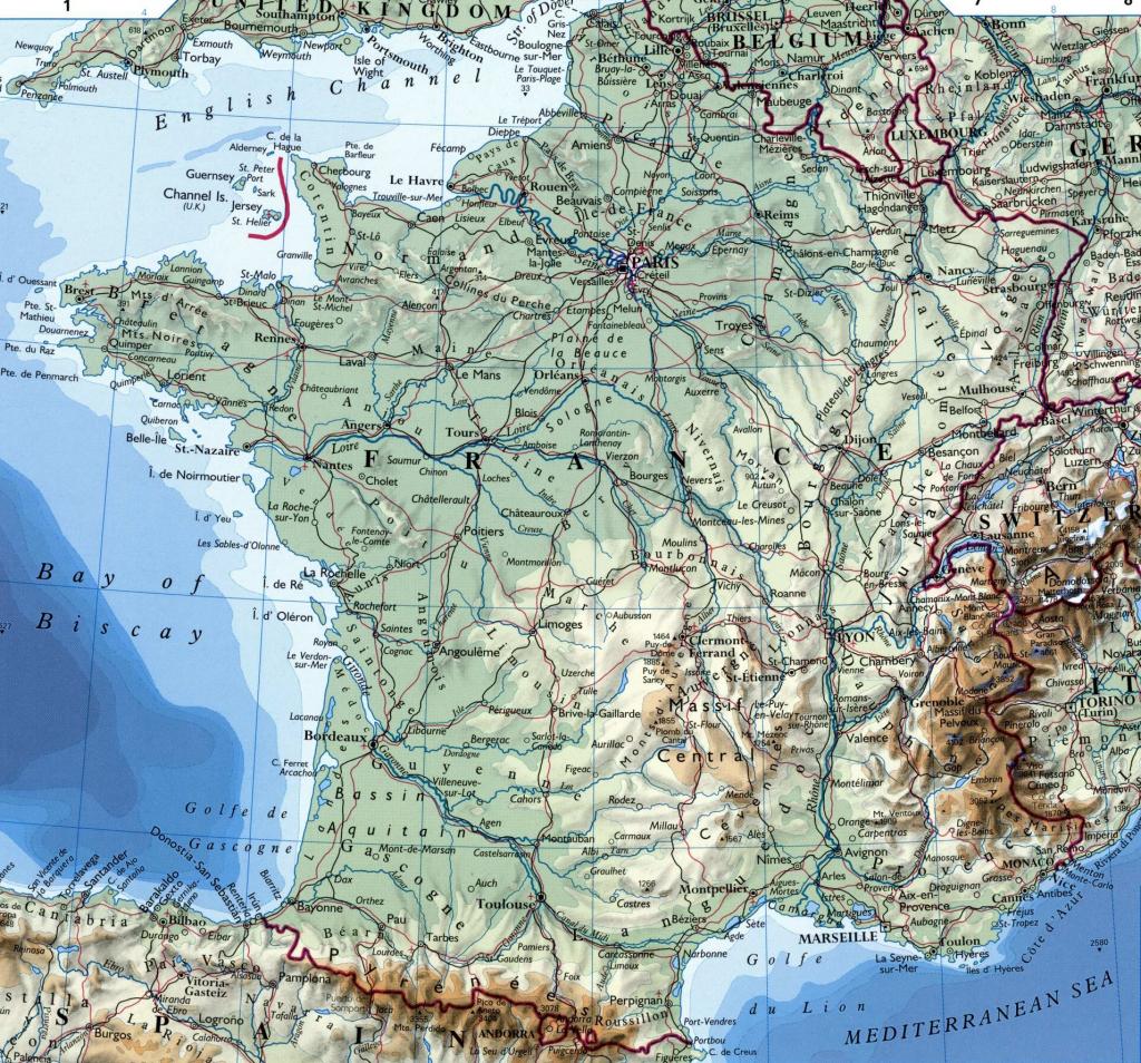 Large Detailed Map Of France With Cities regarding Printable Road Map Of France