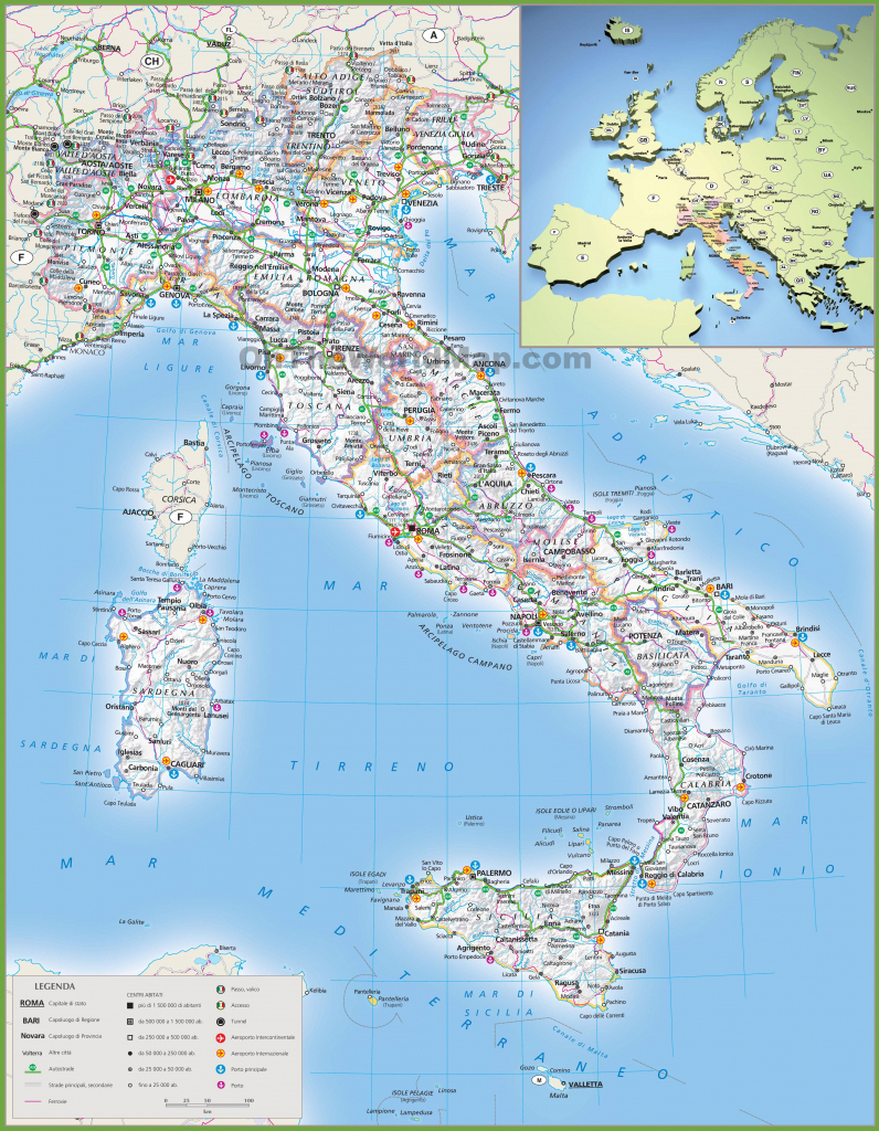 Large Detailed Map Of Italy for Large Map Of Italy Printable
